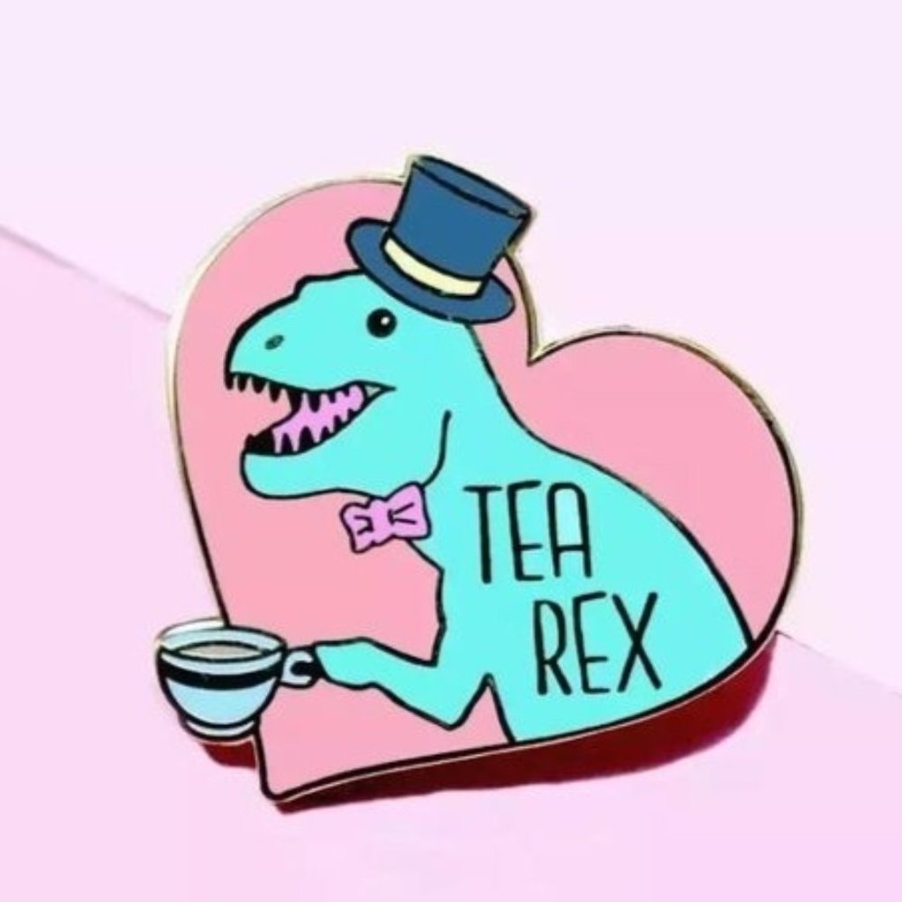 Tea Rex enamel pin dinosaur TRex teacup funny
